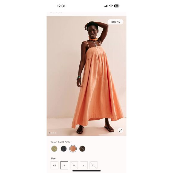 Free People NWT All For Sun Maxi Dress Coral Pink Women’s Size Small Pockets - Picture 14 of 14